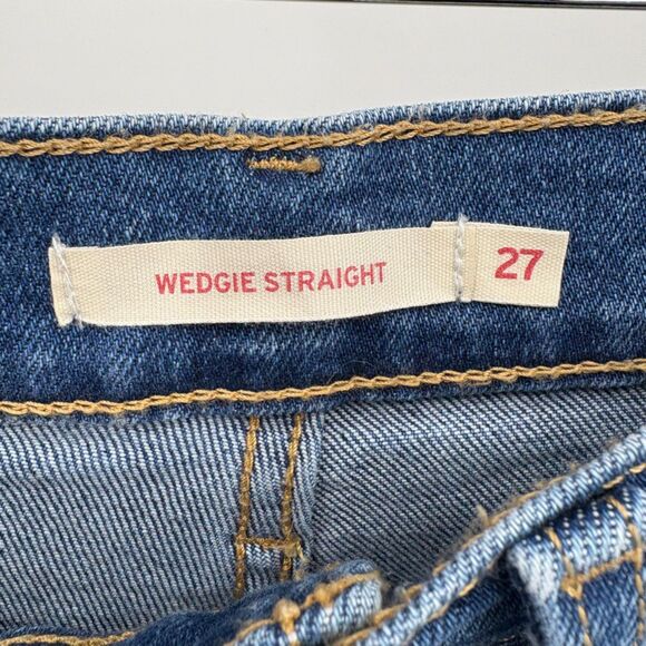 Levi's Wedgie Straight Button Fly Jeans, Sz 27, Medium Indigo Distressed Classic - Picture 8 of 8